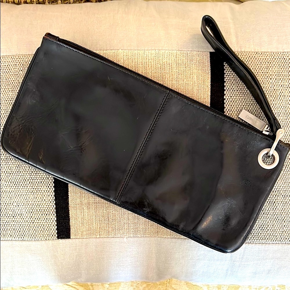 HOBO Black Leather Wristlet Clutch